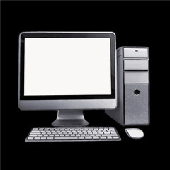 Fototapeta premium Minimalist PC Desktop Illustration for Projects. Ready to use in software, print, apps, web design. Generative AI. Vector SVG png transparent.