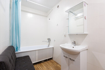 modern bathroom room with toilet and washing machine
