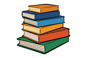 Png illustration group of stacked books without background.