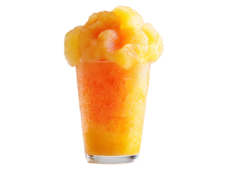 Frosty Orange Sorbet Drink in a Tall Glass on a Summer Day