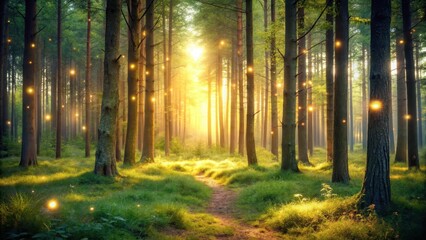 Fototapeta premium Soothing Light in the Forest, landscape, outdoor, landscape, outdoor, water, wilderness, serene, peaceful, misty