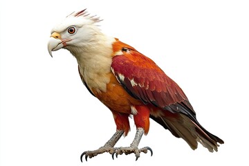 A vibrant red and white Brahminy Kite bird
