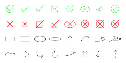 checkmark and cancel symbol element