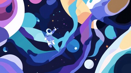 Astronaut Soaring Through a Vibrant, Abstract Galaxy: A Colorful Space Exploration