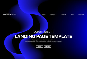 Abstract modern technology Landing page template, flowing line digital technology, smooth particle wave, big data techno design concept background wallpaper, Annual reports, flyer, poster, cover. EPS