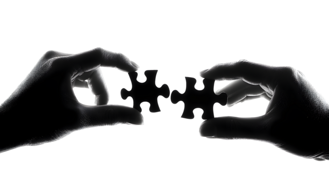 Hands Connecting Puzzle Pieces for Teamwork and