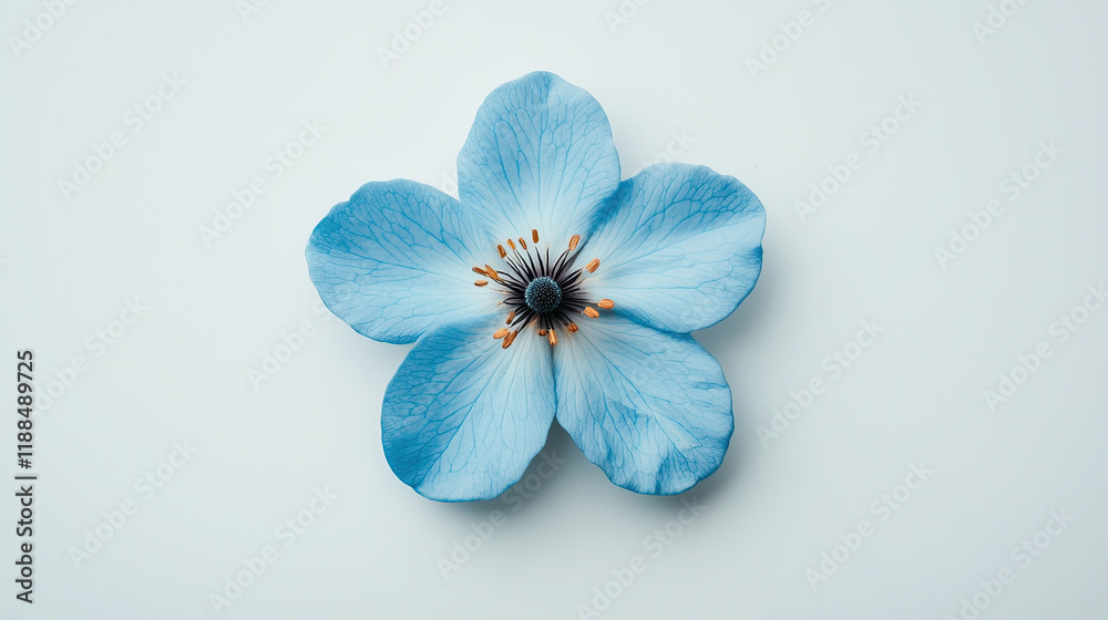 Wall mural Blue Flower on White Isolated Background, Vibrant Floral Design, Detailed Close-Up of a Beautiful Blue Blossom, Ideal for Nature, Spring, and Artistic Themes, Elegant and Clean Aesthetic for Visual 