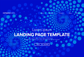 Abstract modern technology Landing page template, flowing line digital technology, smooth particle wave, big data techno design concept background wallpaper, Annual reports, flyer, poster, cover. EPS