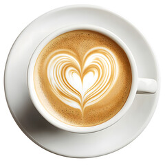Heart shaped Latte Art Swirl in Coffee Cup on Tabletop