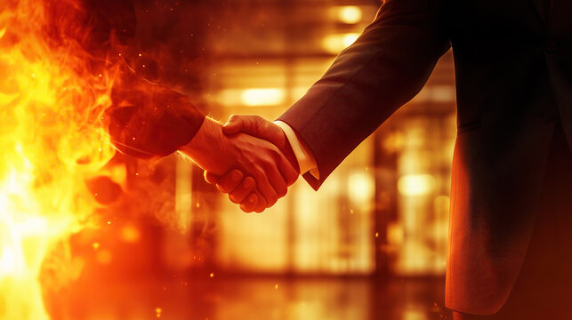 professional handshake between businessman and devil. devil deal concept