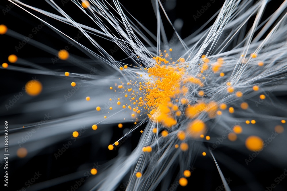 Poster abstract digital art of dynamic lines and particles creating a stunning visual experience