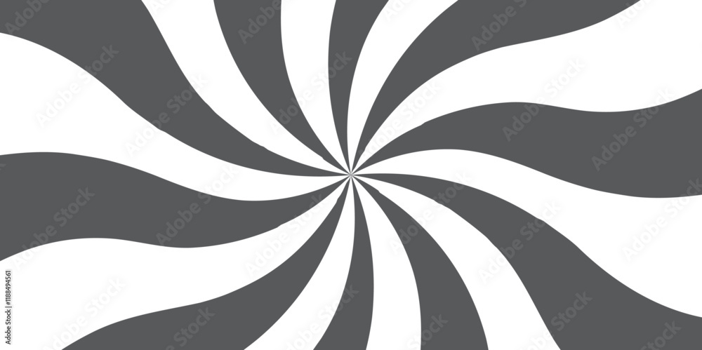 Poster abstract swirling optical illusion. monochrome hypnotic spiral design. background with rays retro st