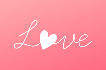 Set of Happy Valentine's day , heart and Love Minimalist Art , pink gradient