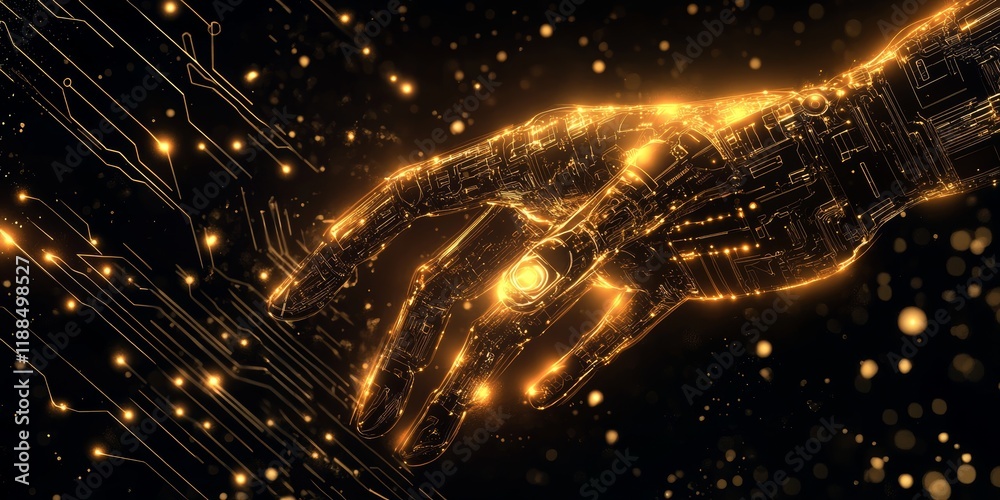 Poster robotic hand interacting with circuit board.