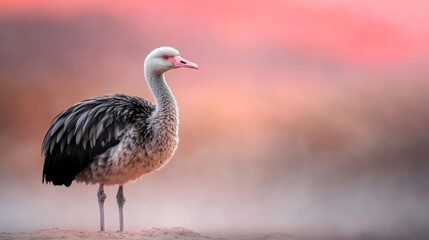 Naklejka premium Elegant Standing Bird with Beautiful Plumage Against a Soft Colorful Background in Nature