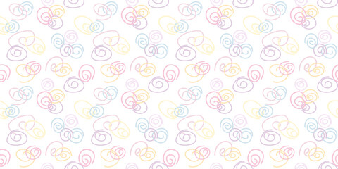 Seamless pattern  abstrack line fabric pattern for kids on white background.Hand drawn