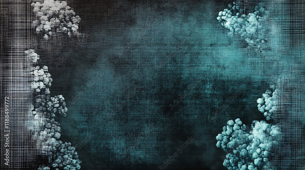 Poster Abstract molecular structure on dark textured background. Possible use Scientific illustration
