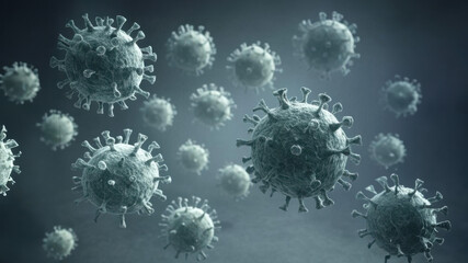 Microscopic view of human metapneumovirus (HMPV) in a laboratory setting, highlighting viral structure