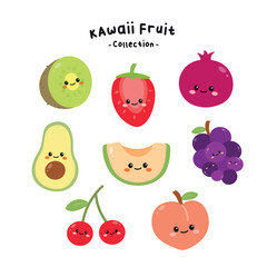 Set of Hand Drawn Cute Healthy Fruit Collection