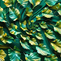 Seamless Abstract Decorative 3D Leaves Pattern Background