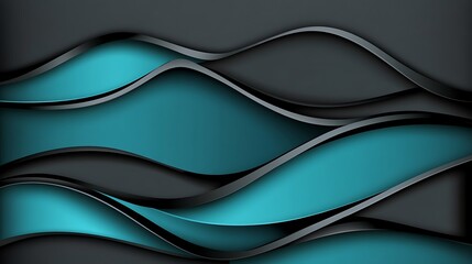Abstract design with teal and black waves