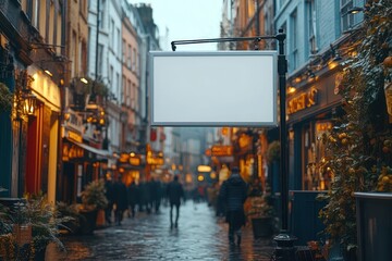 Blank Signboard in a Charming London Alleyway