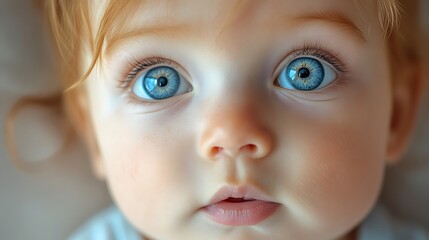 Closeup portrait of an adorable baby with bright blue eyes