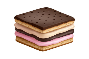 Delicious Ice Cream Sandwich Isolated on a Transparent Background for Dessert Promotions