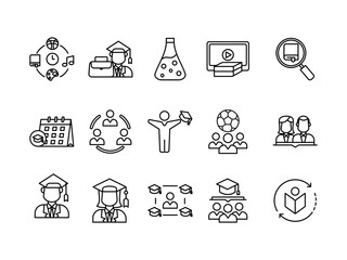 Fototapeta premium Collection of learning icons Extracurricular activities icons High-Quality Vector Icons Collection with Editable Stroke. Ideal for Professional and Creative Projects isolated white background. 