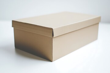 A rectangular cardboard box with a closed lid and smooth surface, placed on a white background.