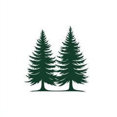 Obraz premium Twin Evergreen Trees Stand Tall Against White Background