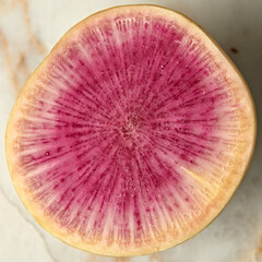 Turnip fruit in section on the table