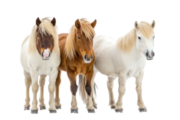 Icelandic Horses Isolated on transparent Background for Nature and Equine-Themed Projects