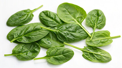 Fototapeta premium Fresh spinach on a white background