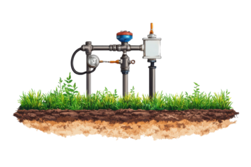 Innovative Irrigation System Isolated on Clean transparent Background for Agricultural Use