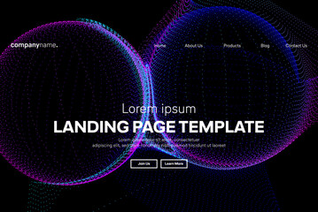 Abstract modern technology Landing page template, flowing line digital technology, smooth particle wave, big data techno design concept background wallpaper, Annual reports, flyer, poster, cover. EPS