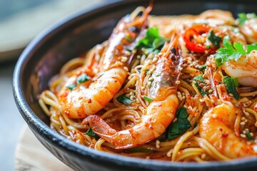 Jjampong is a spicy seafood noodle dish from Korea