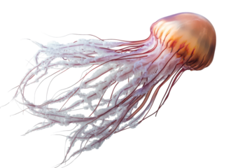 Vibrant Jellyfish Silhouette Floating Gracefully on a Transparent Background for Art