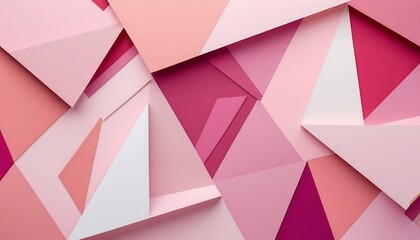 Abstract Pink Geometric Shapes: A Modern Artistic Composition of Interlocking Triangles and Polygons