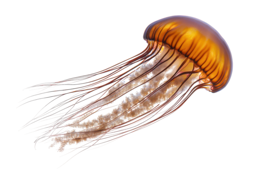 Vibrant Jellyfish Isolated Against Pure transparent Background Enhances Artistic Aesthetic Appeal - Powered by Adobe