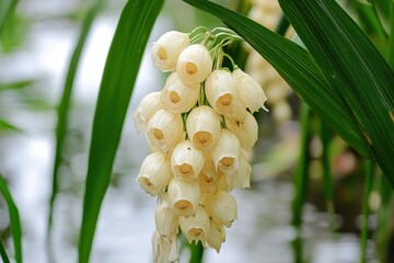 Obraz premium Job s tears Coix lacryma jobi are tropical Asian Poaceae plants found in clusters by water