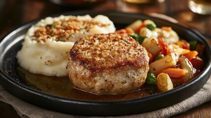Delicious Home-Cooked Meatloaf with Mashed Potatoes and Vegetables