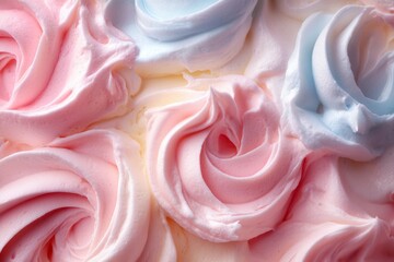 Pink and white fluffy meringue swirls