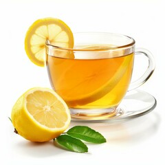 Steaming hot tea infused with fresh lemon, promoting relaxation and wellness