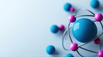 Abstract Atom Model: A 3D Render of a Colorful Atom Structure