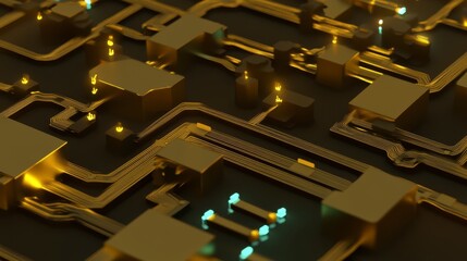Golden Circuitry: A Detailed View of Futuristic Technology