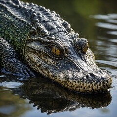 Obraz premium An alligator with glass-like scales, each reflecting a different abstract dimension.