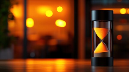 Time Passing: An Hourglass in a Warm Evening Ambiance