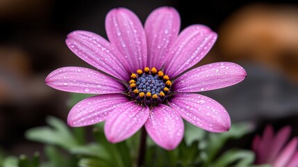 Obraz premium Close-up of a Dew-Kissed Osteospermum Flower