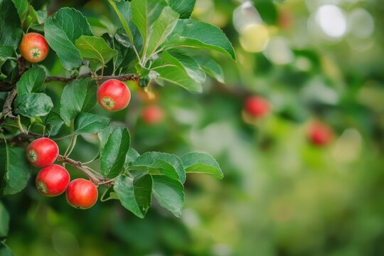 Jujubes hanging among green leaves